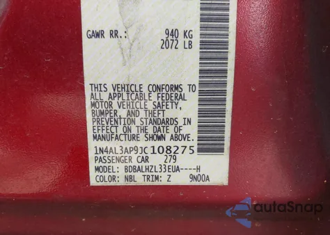 2018 Nissan Altima 2.5 Sr из США, поврежденный, VIN 1N4AL3AP9JC108275